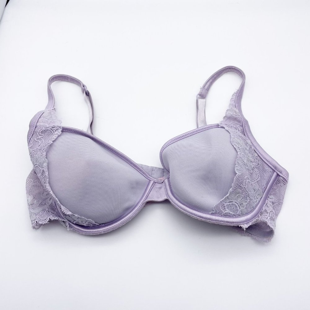 Victoria's Secret‎ Angels Woman's Sz 34D Purple Lace Lined Demi Cup Bra